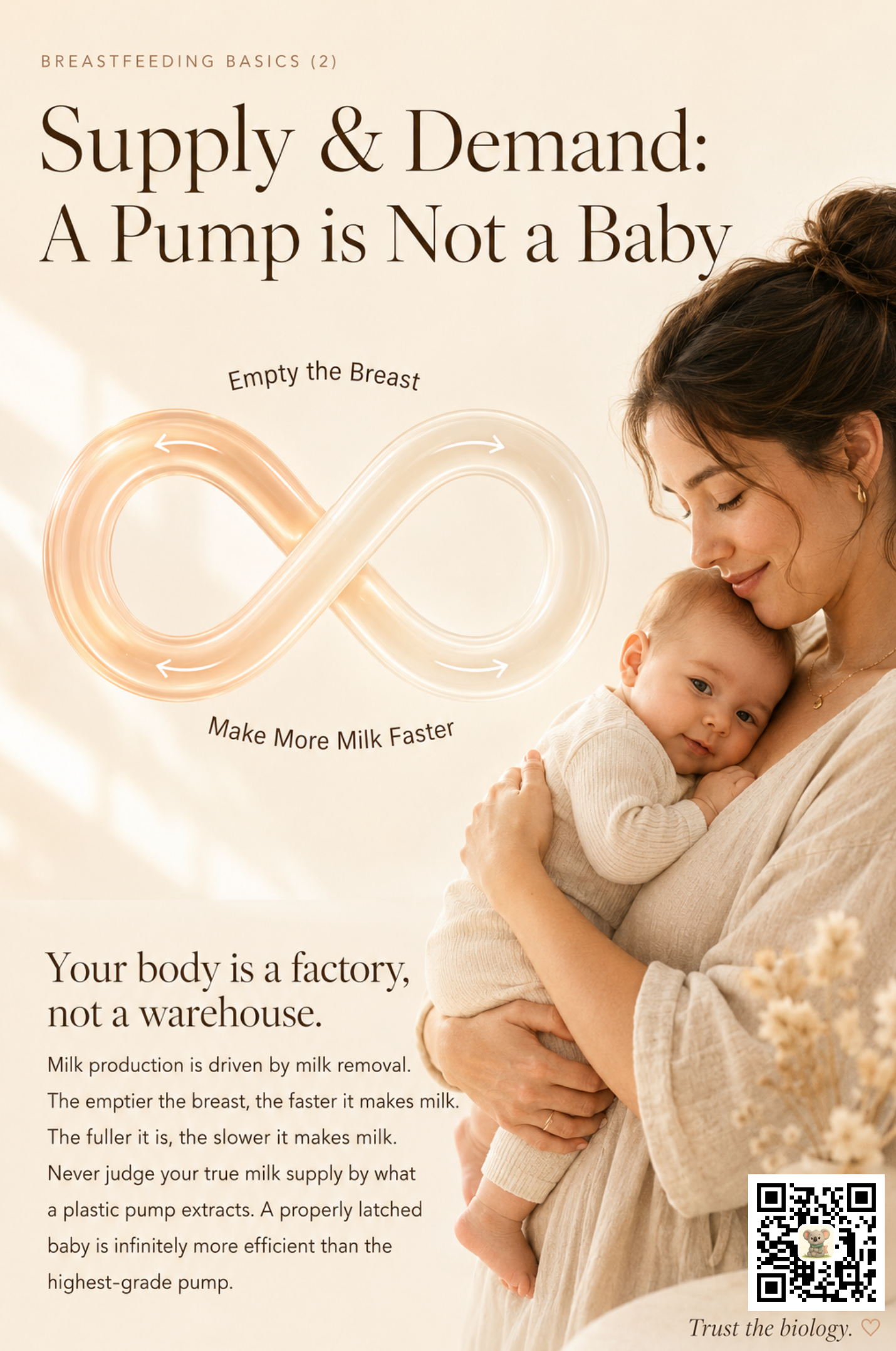An infinity loop made of glowing amber milk, labeled 
